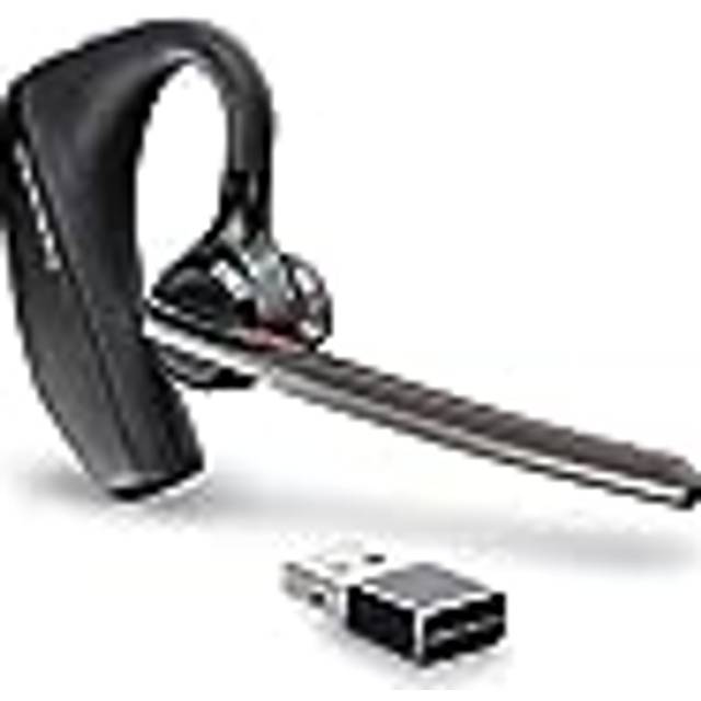 Poly Voyager 5200 UC Trådlöst headset och laddningsstation (Plantronics) – Bluetooth-headset för ett öra (mono) med mikrofon med brusreducering – anslutning till mobiltelefon/Mac/PC via Bluetooth