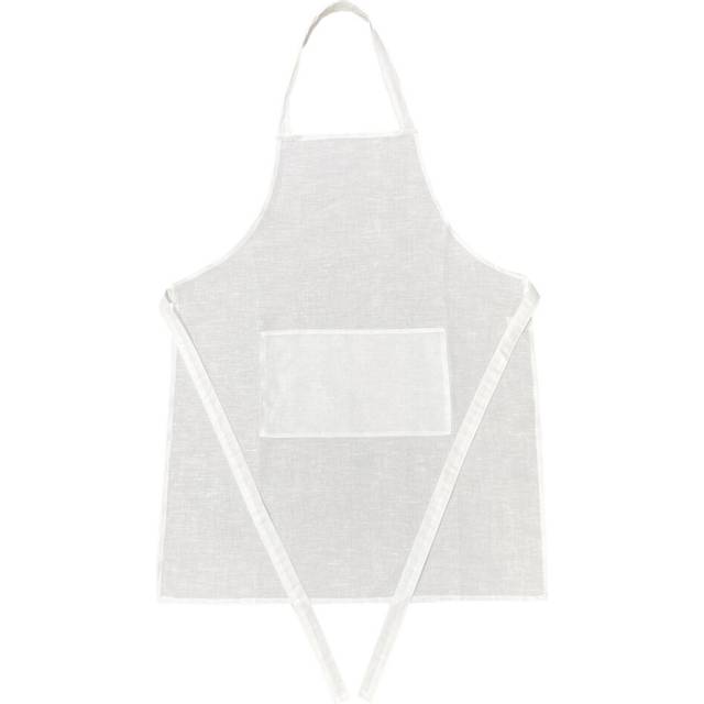 Lightweight White Linen & Cotton Bib Apron with Pocket Baker Cook Pinny