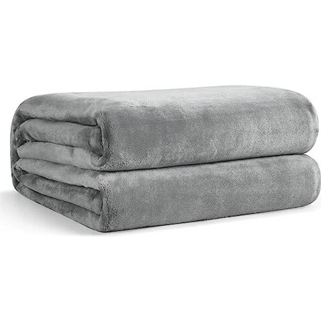Fleece Blanket Grey Throws for Sofas Fluffy Warm Soft Blanket for Bed Settees Armchairs, Fit All Season, Double Size,150x200cm