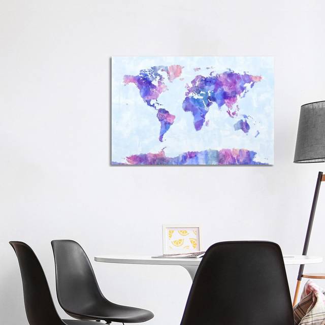 Map of the World Paint Splashes V by Michael Tompsett - Wrapped Canvas Painting (101.6 cm H x 66.04 cm W x 3.175 cm D)