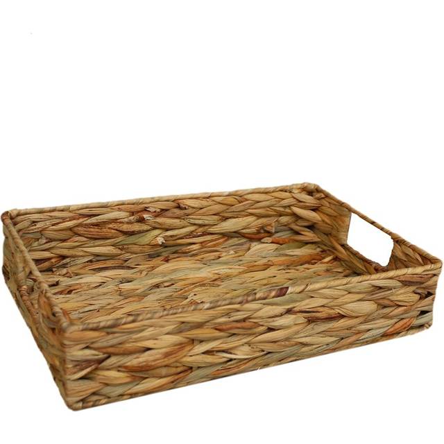 Water Hyacinth Shallow Rectangular Storage Basket - Natural (9cm H x 37cm W x 24cm D)