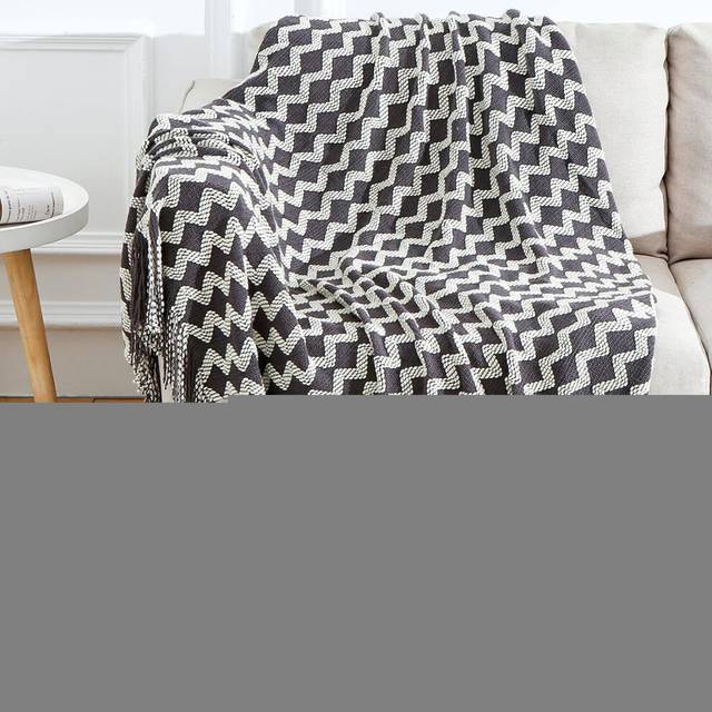"50"" x 65Soft Farmhouse Boho Throw Blanket with Tassels Home Decorative Lightweight Throw Blankets,Dark Grey Throws for Bed/Chair/Sofa"