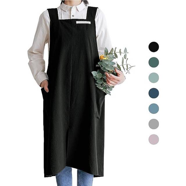 Cotton Aprons for Women and Men | Cross-Back Apron with Pockets