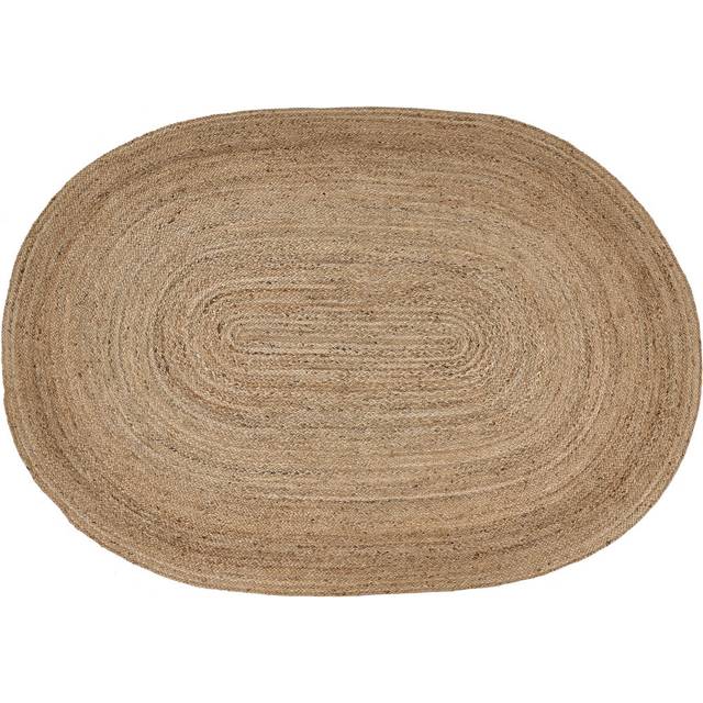 Oval Jute Area Rug 160 x 230 cm Beige Buckeys (160cm W X 230cm L)