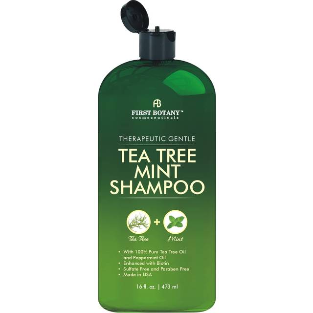 First Botany  Tea Tree Oil Shampoo 16 fl oz - Anti Dandruff Shampoo Natural Oil cleanser For Dry Itchy & Flaky Scalp - Sulfate Free Paraben Free Clean