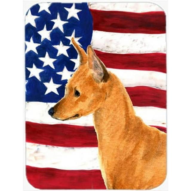 USA American Flag with Min Pin- Glass Cutting Board - Large
