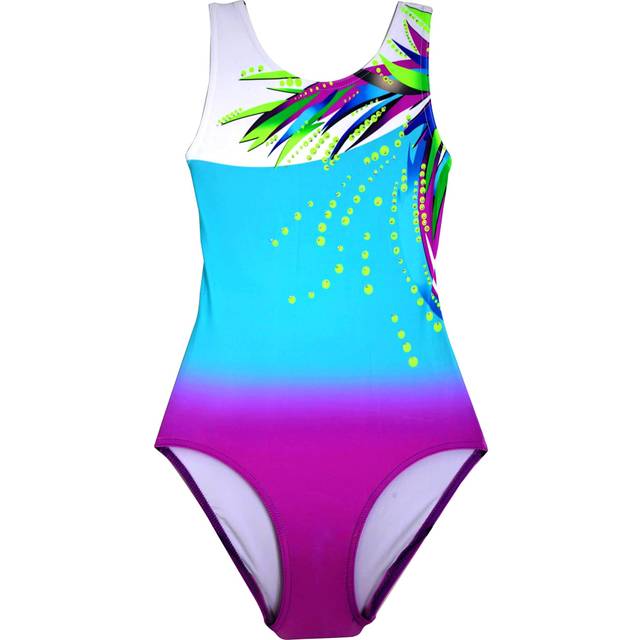 United All Around gymnastics Leotards for girls  Asymmetrical Ombre Sky-blue and Rose 7-8Y cL 443