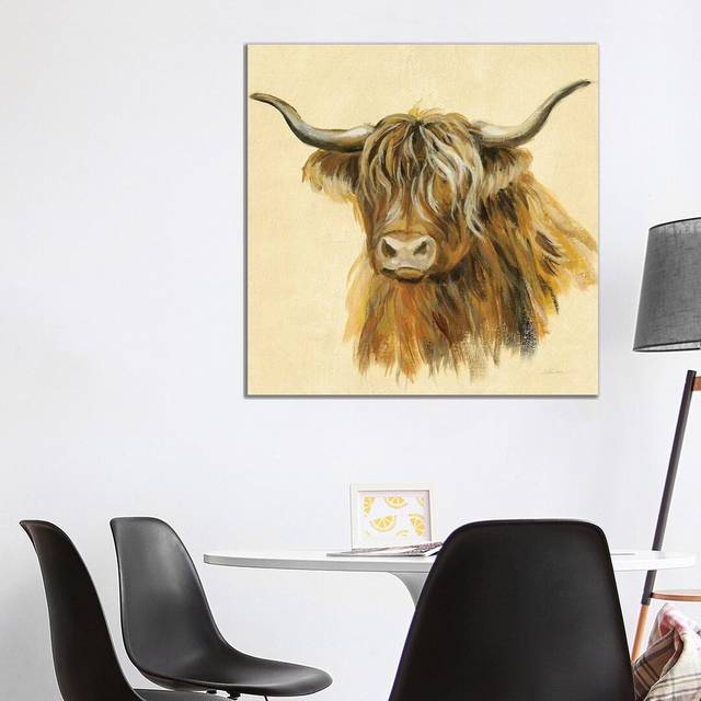 Highland Animal Cow by Silvia Vassileva - Wrapped Canvas Painting (93.98 cm H x 93.98 cm W x 3.175 cm D)
