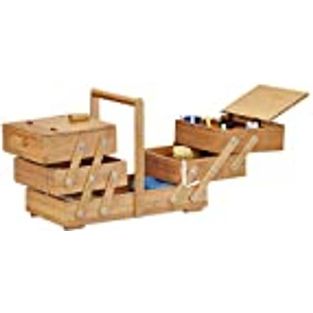 Bamboo sewing box 11 compartments lightweight bamboo storage basket
