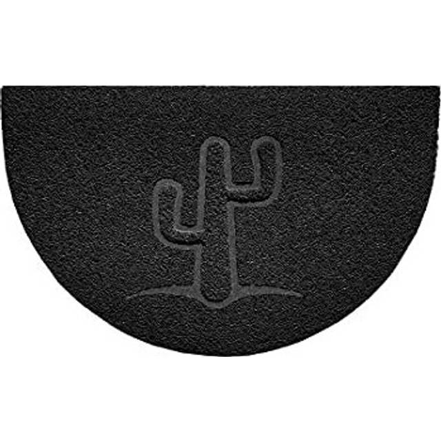 Nicoman Embossed Halfmoon Half Circle Door Mat Dirt-Trapper Jet-Washable Doormat 70x44cm (Black, CACTUS Shape) - Use on Carpet ONLY
