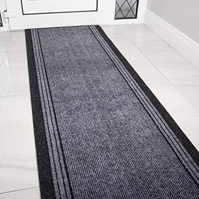 The Rug House Grey Rubber Backed Very Long Hallway Hall Runner Narrow Rugs Custom Length - Sold and Priced Per Foot 6ft