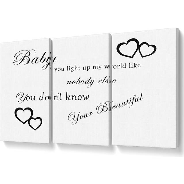 Baby You Light Up My World 1D White - 3 Piece Wrapped Canvas Graphic Art (50.8cm H x 106.6cm W)