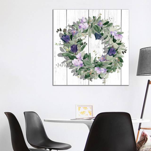 Purple Tulip Wreath II by Jennifer Paxton Parker - Wrapped Canvas Painting (93.98cm H x 93.98cm W x 1.905cm D)