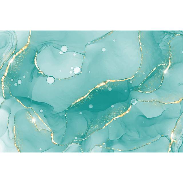 Atalee Mint Liquid Marble Watercolor by Melamory - Wrapped Canvas Painting (20cm H x 30cm W x 3.8cm D)