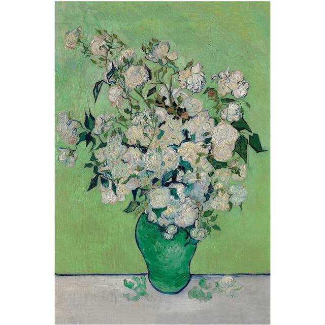 A Vase of Roses, 1890 by Vincent Van Gogh - Painting Print on Canvas - No Frame (20.32 cm H x 30.48 cm W)