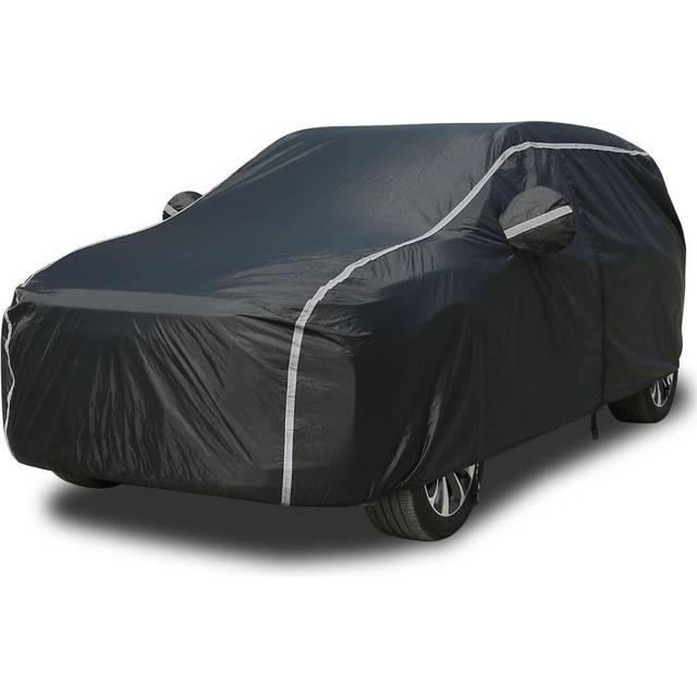 Car Cover Waterproof All Weather SUV - Coverado Black Car Cover UV Protection with Zipper Door, Cotton Backing Snowproof Hail Protection Windproof, U