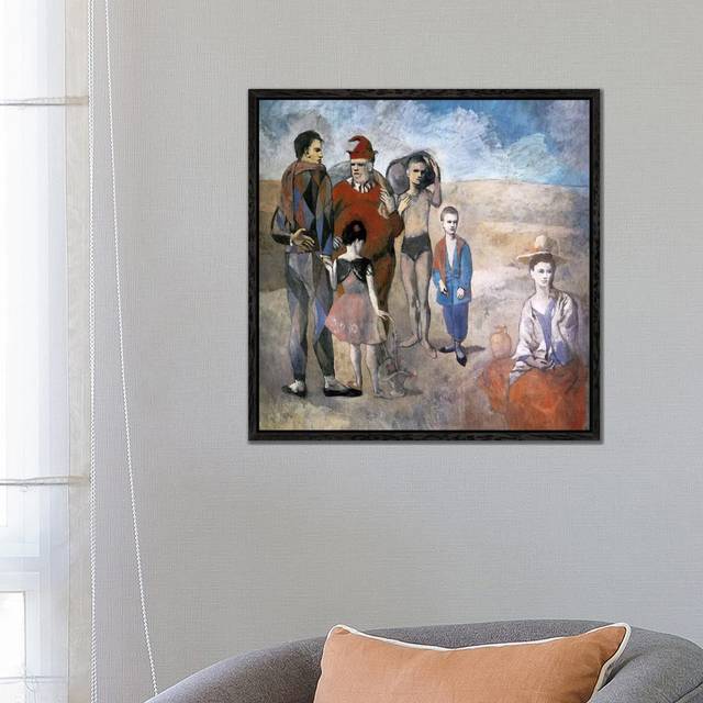 Family of Saltimbanques by Pablo Picasso - Painting Print on Canvas - Black Framed (66.04cm H x 66.04cm W x 3.81cm D)