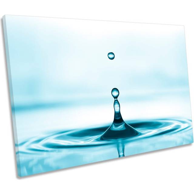 Blue Bathroom Water Drop - Wrapped Canvas Art Prints (30.5cm H x 45.7cm W x 2cm D)