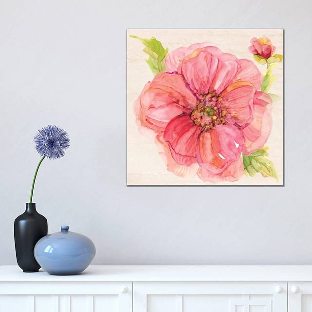 Botanical Peony In Zoom by - Wrapped Canvas Painting (45.72cm H x 45.72cm W x 1.9cm D)