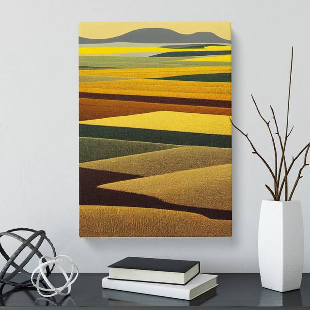 CAN-V0523-2864X Wheat Field Minimalism - Wrapped Canvas Graphic Art (60cm H x 40cm W x 3cm D)