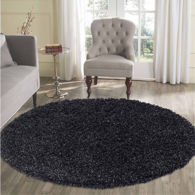 Desire Rugs Oxford Anthracite Plain Round Shaggy Rug 120 x 120cm