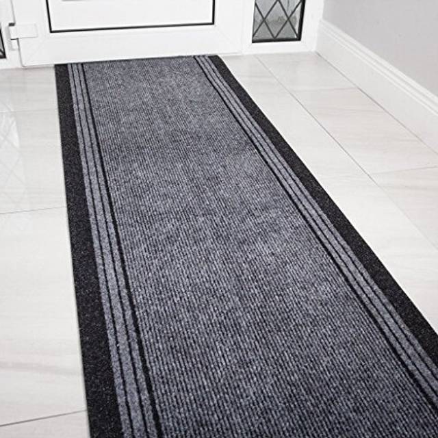 eXtreme Grey Rubber Backed Very Long Hallway Hall Runner Narrow Rugs Custom Length - Sold and Priced Per Foot (Length: 6' (183cm))