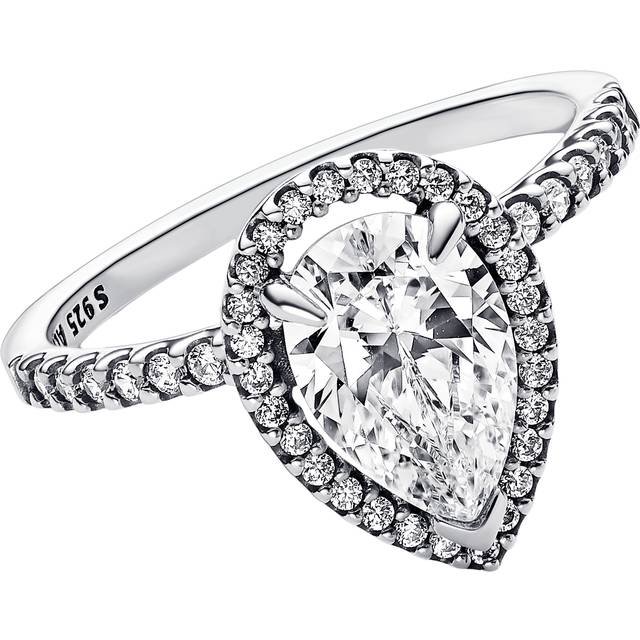 Pandora  Rings Large Shiny Halo Ring Pear Cut 193012C01