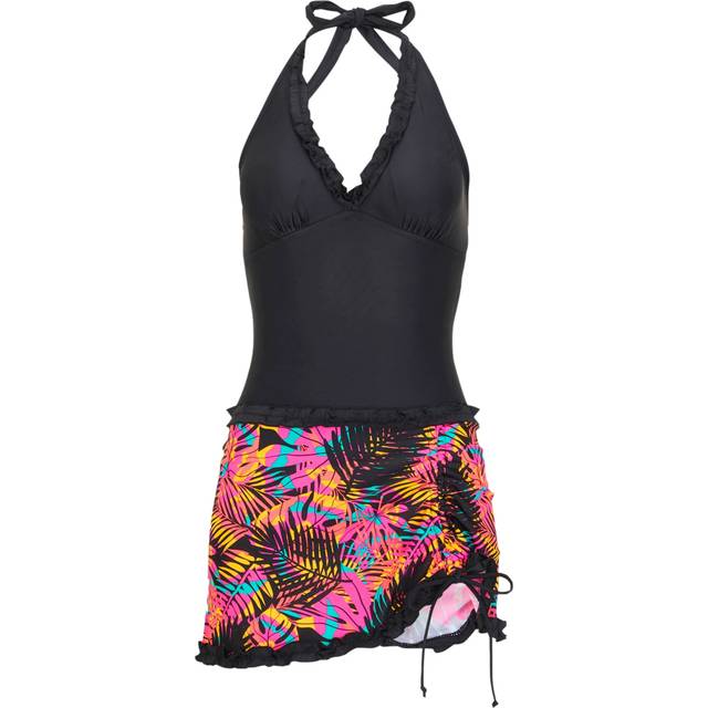bonprix Halter Neck Swim Dress - Black