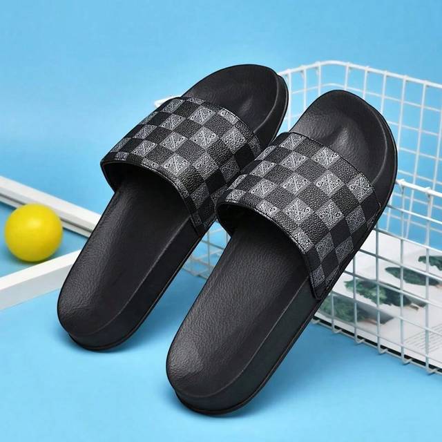 SHEIN Men&#39;s Plaid Pattern Slippers, Simple And Fashionable  Men&#39;s Slippers, Home Slippers, Shower Shoes, Indoor Slippers, Bathroom Sandals, Ultimate Comfort
