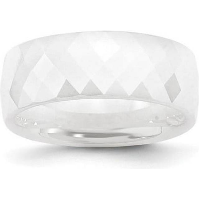 8 mm Ceramic White Faceted Polished Band, Size 8