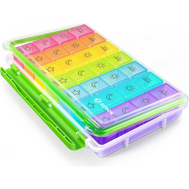 AUVON iMedassist Moisture-Proof Weekly Pill Organizer 4 Times a Day  L