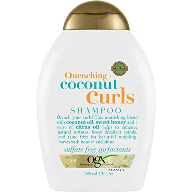 OGX Quenching + Coconut  Curl-Defining Shampoo  Hydrating & Nourishing Curly Hair Shampoo with Coconut Oil  Citrus Oil & Honey  Paraben  Sulfate-Free