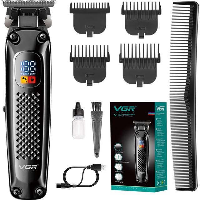 VGR 972 Professional Hair Trimmers, Precision Beard Trimmer for Men, Cord/Cordless and Rechargeable with LED Display