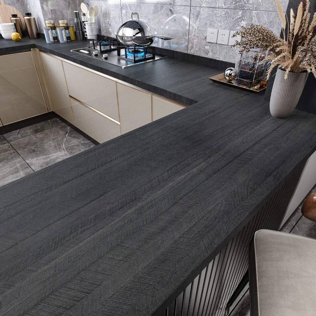 WESTICK Wooden Peel and Stick Countertops Waterproof Wood Grian Contact Paper Self Adhesive Black Wood Peel and Stick Wallpaper for Bathroom Counter T
