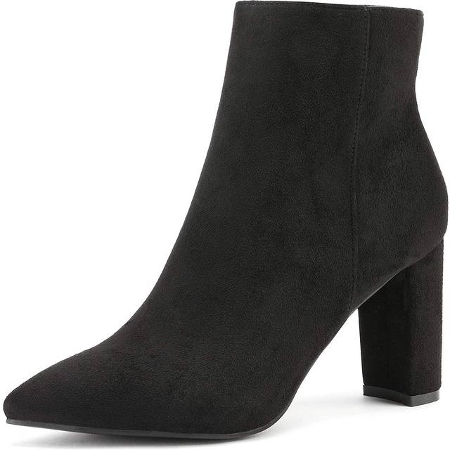 DREAM PAIRS Women's Chunky Heel Ankle Booties Pointed Toe Short Boots Size 7.5 Black-1 SIANNA-1
