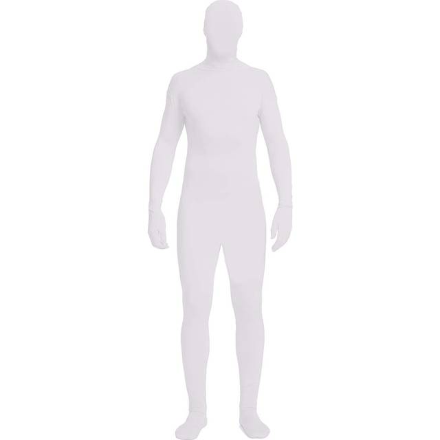 Full Bodysuit With Zipper Helper Unisex Spandex Adult Costume Zentai Body Suit (Small  White)