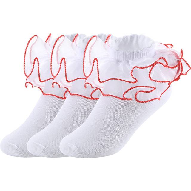Yepami Big Girls Lace Socks Shimmering Cute Ruffle Comfortable Frilly