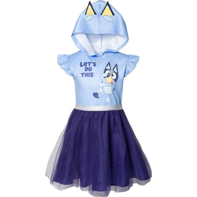 Bluey Toddler Girls Mesh Cosplay Short Sleeve Dress Blue 2T