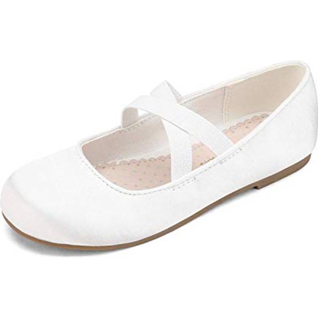 DREAM PAIRS Girls Ballerina Dress Shoes Mary Jane Flats Size 11 Little Kid White Angie-2