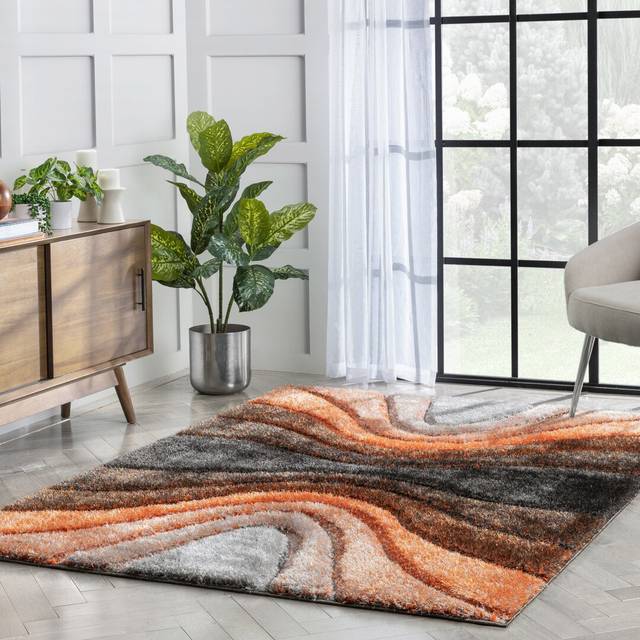 San Francisco Ultra-Soft Grey/Orange/Black Rug (Rectangle 160 x 220cm)