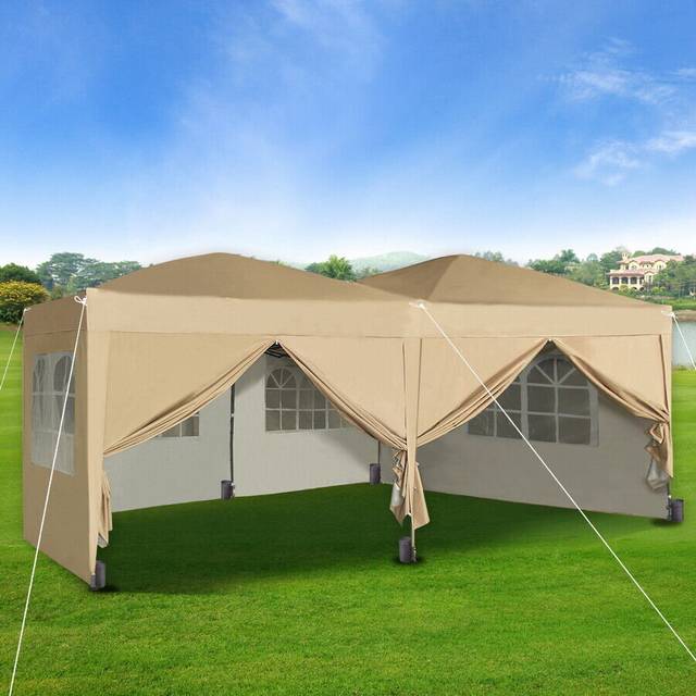 Alanie 6m x 3m Pop Up Gazebo - Beige (600cm W X 300cm D X 255cm H)