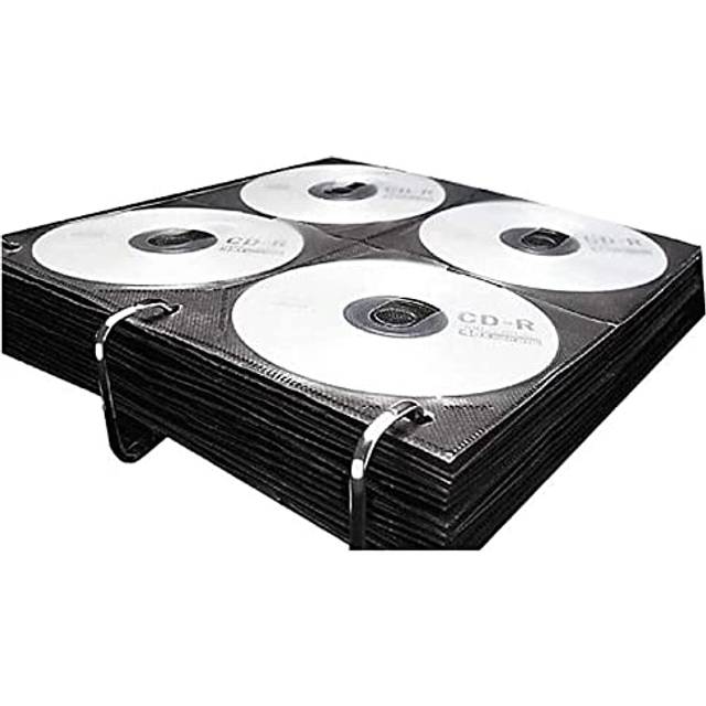 Vaultz CD Binder Inserts  Pack of 50 DVD Storage Sleeves for Media Discs w 3 Ring Binder Holes  Holds 8 CDs per Page  Black