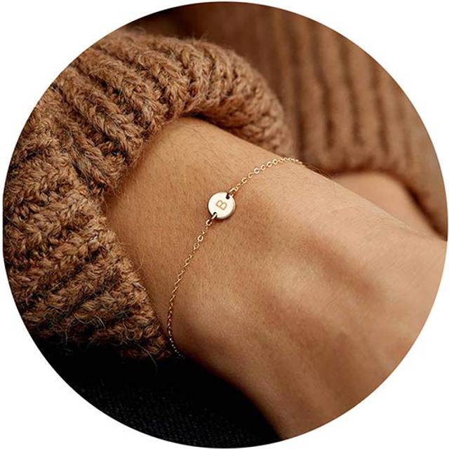 Glimmerst Personalized Initial Bracelet 18K Gold Plated Stainless Ste