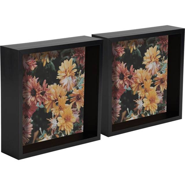 Nicola Spring - 3D Deep Box Photo Frames - Black (21cm H x 21cm W x 3cm D)