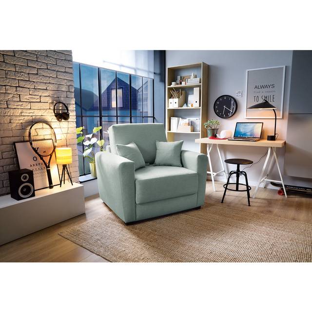 Olly Linen Single Sofa Bed in Mint - One Size