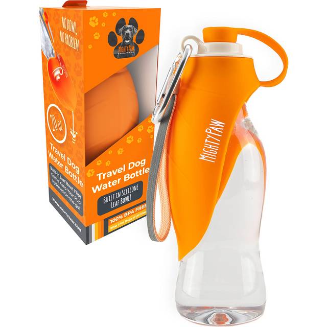 Travel dog water bottle (590 ml, 20 oz) orange in box