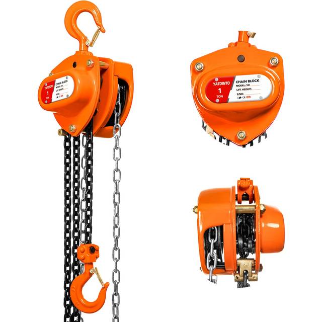 YATOINTO Chain Hoist 1 Ton2200Lbs Capacity 10FT Manual Hand Lift Steel Chain Block Hoist with 2 Heavy Duty Hooks Industrial Gr