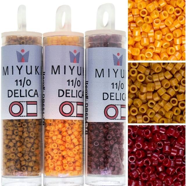 Miyuki Delica Seed Beads Bundle: Size 11/0 Opaque Pumpkin DB653  Opaqu