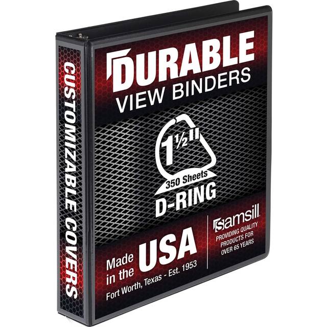 Samsill Durable 1.5 Inch Binder  Made in the USA  D Ring Binder  Customizable Clear View Cover  Black  Holds 350 Pages
