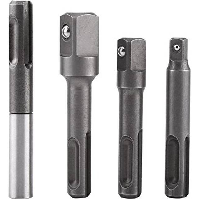 "4pcs SDS Plus Socket Adapter Set, 1/4"" Hex Socket Adaptor 1/4"" 3/8"" 1/2"" Square Impact Socket Extension Connector Power Drill Bit Adapter"